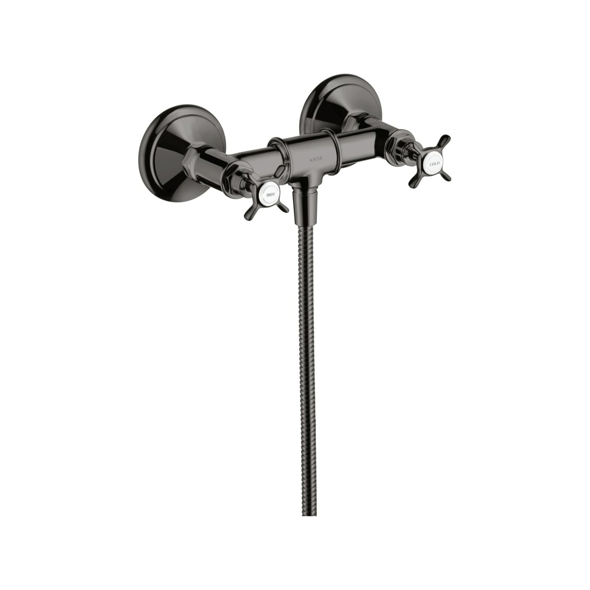 hansgrohe Zweigriff-Brausearmatur Axor Montreux AP, 1 Verbr., m Kreuzgr., pol. bla vc