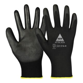 Hase 5-Fg.-Sicherheitshandschuhe mit PU-Beschichtung PU-black, Größe 11