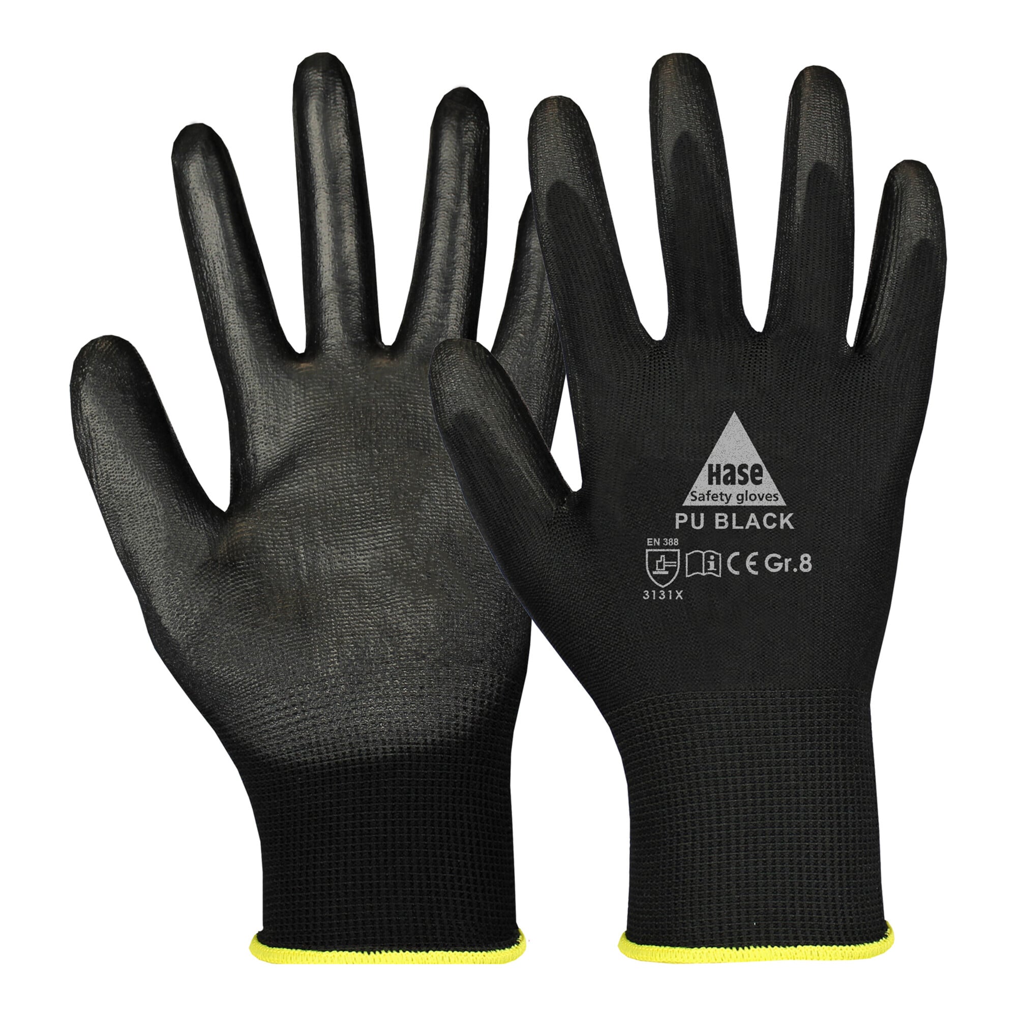 Hase 5-Fg.-Sicherheitshandschuhe mit PU-Beschichtung PU-black, Größe 11