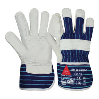 Hase Gants de travail Bremerhaven-V Taille 9, cuir de vachette grainée