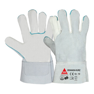 Hase Granada Short Gants de travail en cuir pleine fleur/cuir fendu de bovin