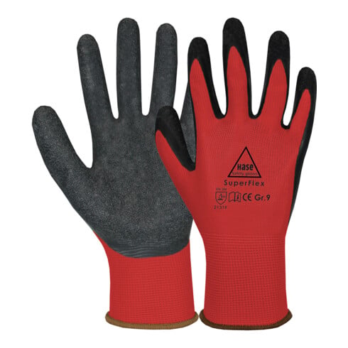Hase Montagehandschuh Superflex red, Polyamid/Latex