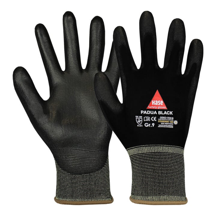 Hase Montagehandschuhe Padua Black Größe 11, Nylon