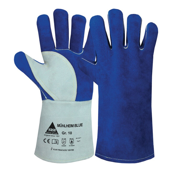 Hase Mühlheim Blue Schweißerhandschuh aus Rindspaltleder Größe 9