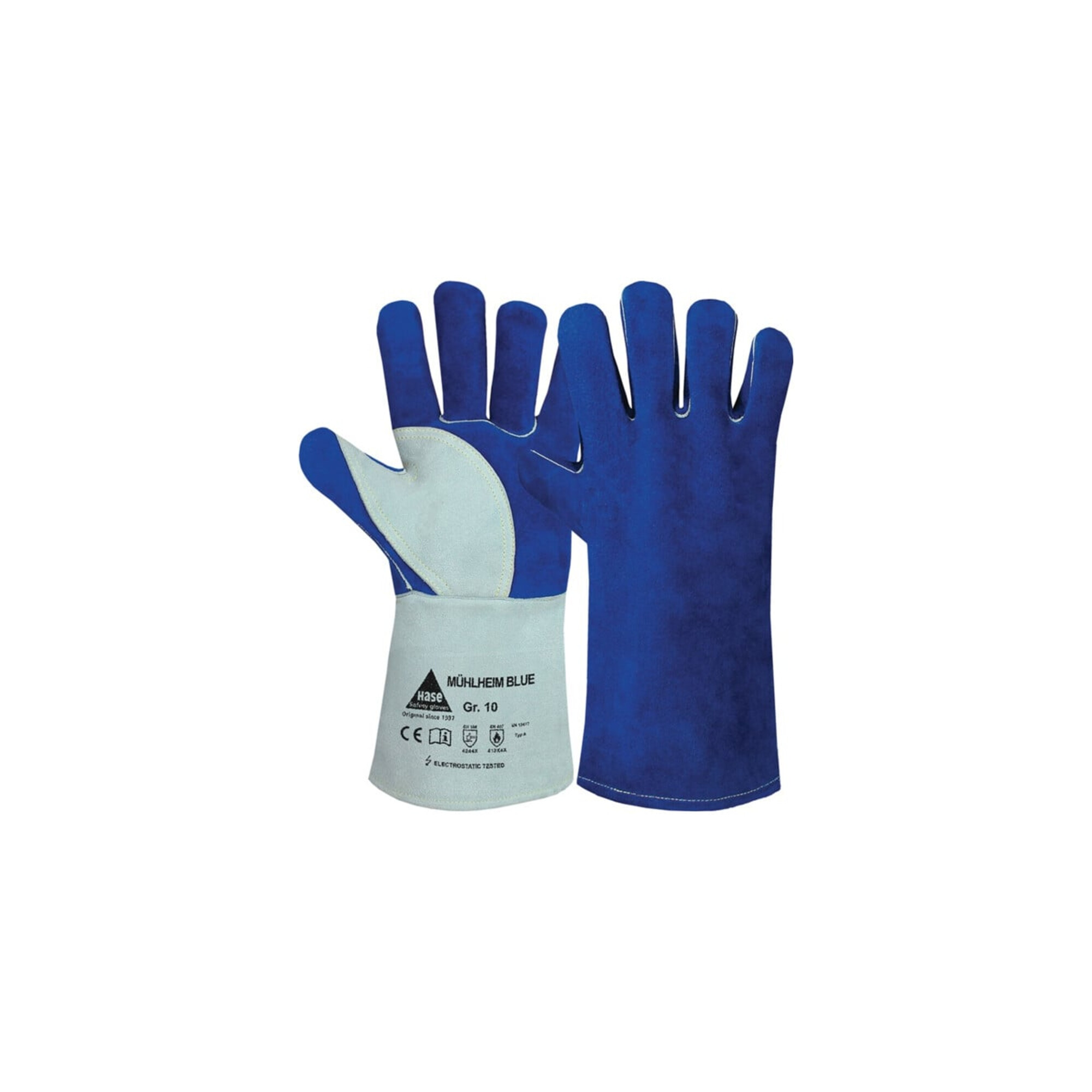 Hase Mühlheim Blue Schweißerhandschuh aus Rindspaltleder Größe 9