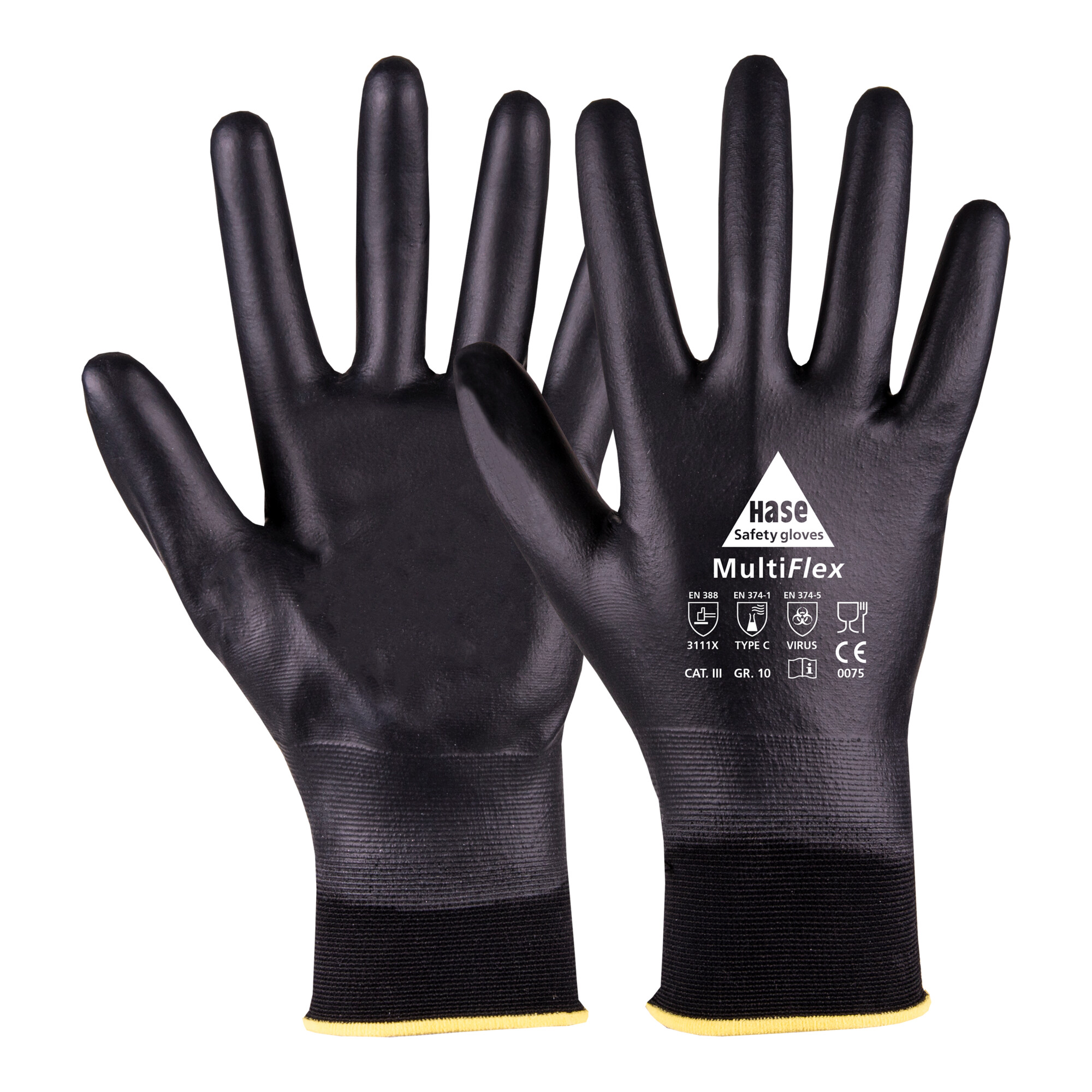 Hase Multiflex Chemikalienschutzhandschuh Typ C aus Nylon/PU Größe 9