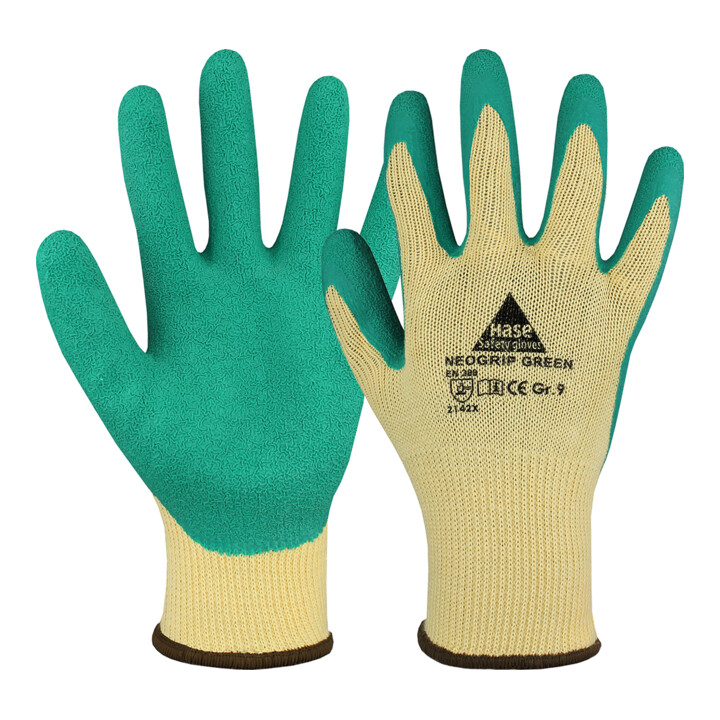 Hase Neogrip Green Gants de montage en coton/polyester Taille 7