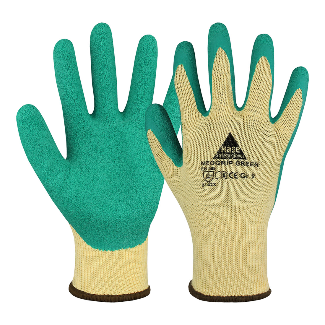 Hase Neogrip Green Gants de montage en tricot coton/polyester