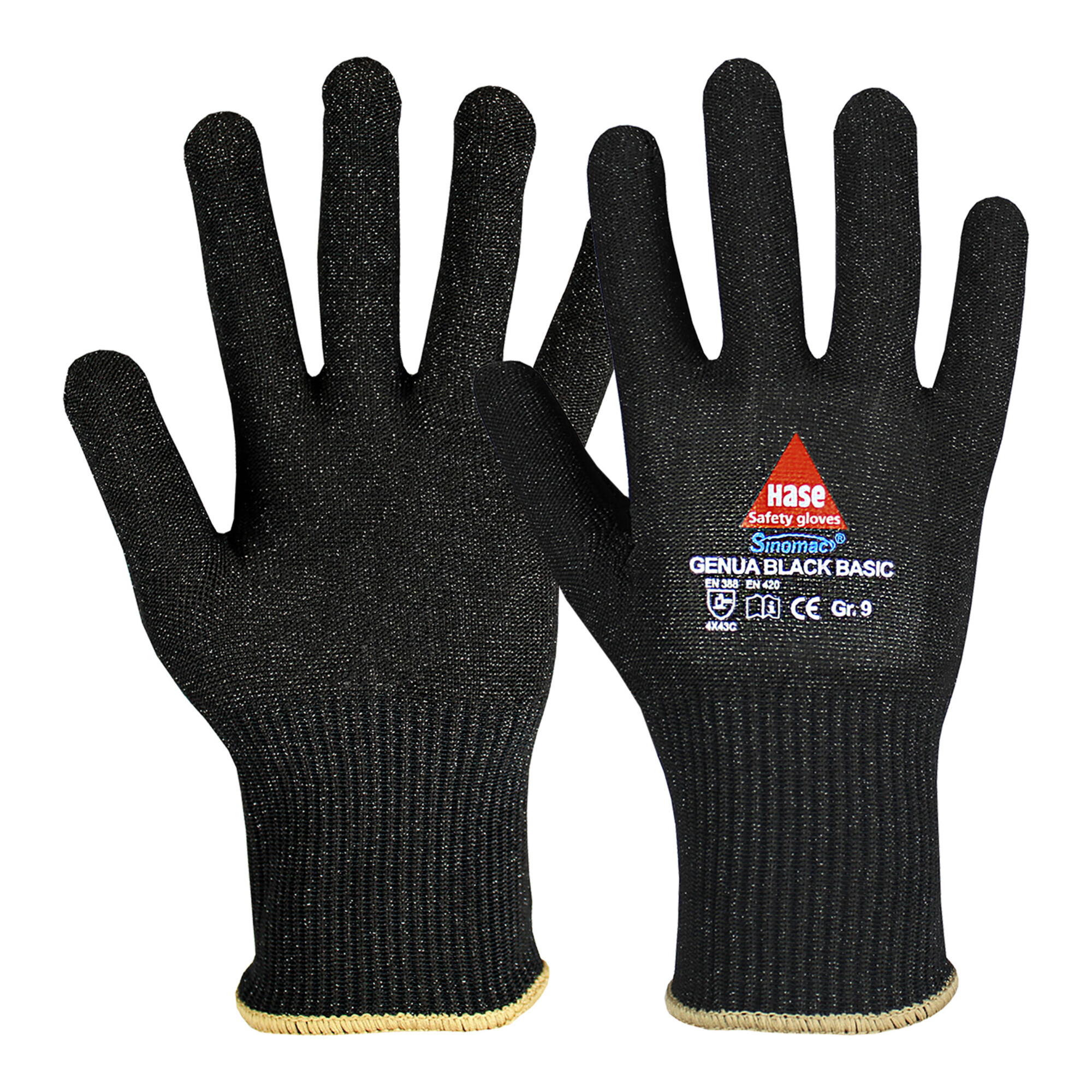 Hase Sicherheitshandschuh Genua Black Basic OekoTex schnittfest Gr. 7