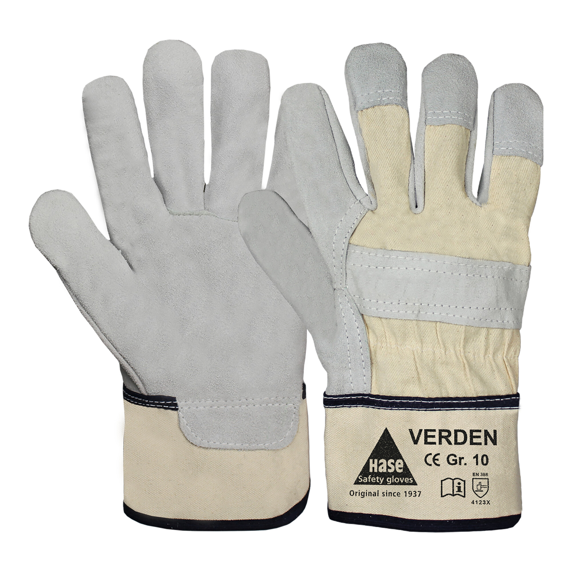 Hase Verden Sicherheitshandschuhe Gr.10 Rindspaltleder, 211400-10