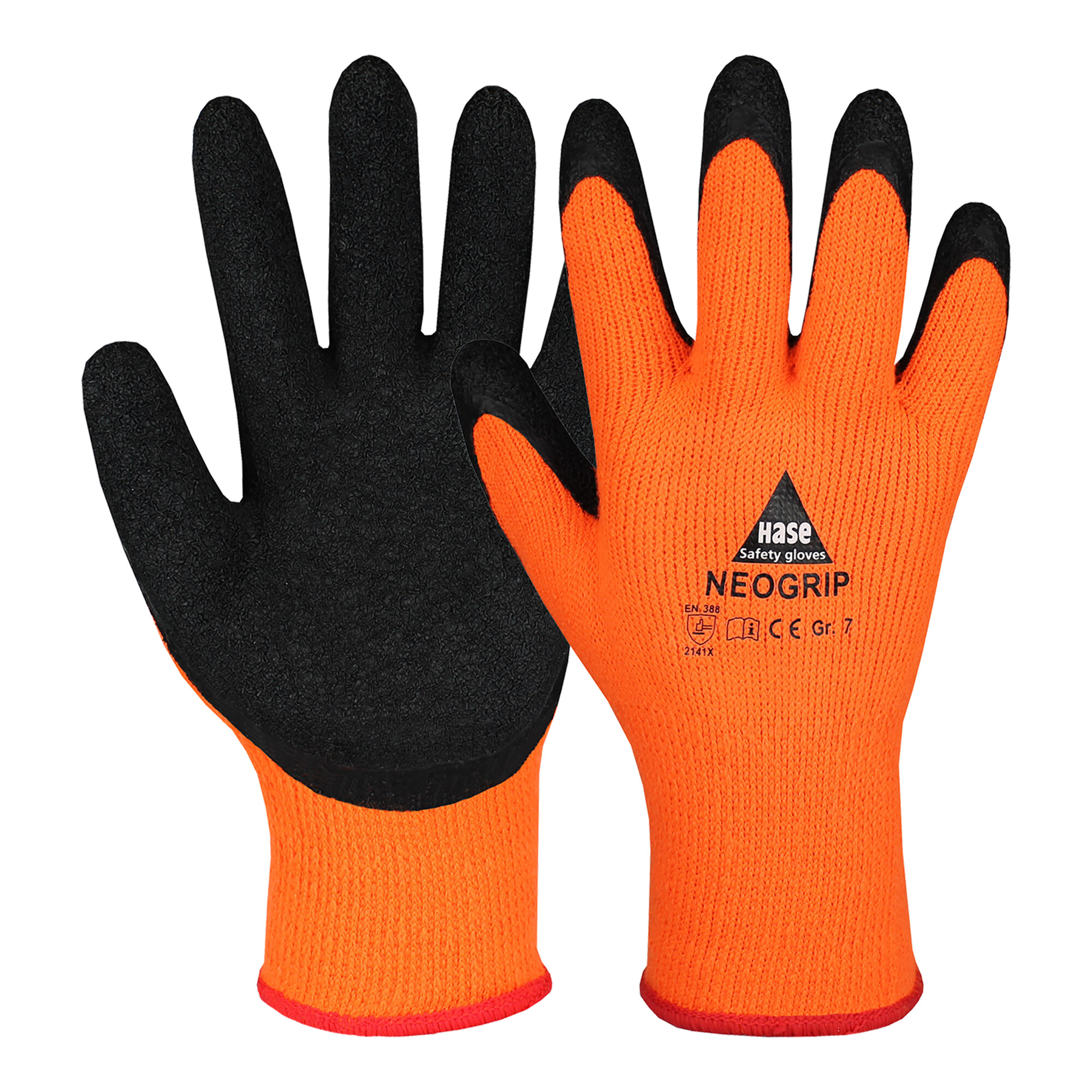 Hase Strickhandschuhe Neogrip-Orange Größe 8, Polyester