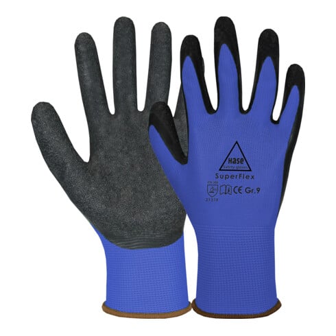 Hase Sicherheitshandschuhe Superflex blue, Polyamid/Latex