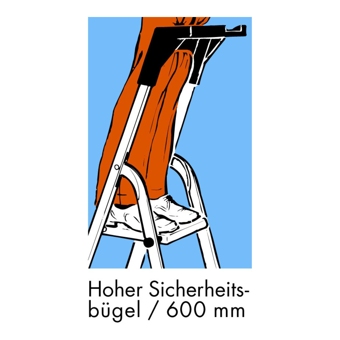 Haushaltsleiter Aluminium mit Arbeitsschale 8 Stufen Plattformhöhe 1,62m