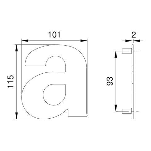 Hausnummer Buchstabe a VA ma 114mm B.101mm EDI