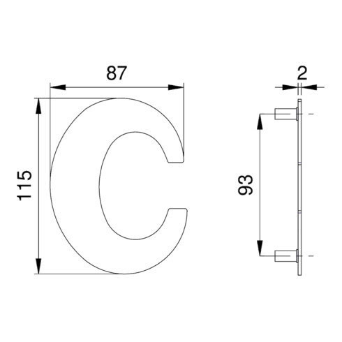 Hausnummer Buchstabe c VA ma 110mm B.87mm EDI