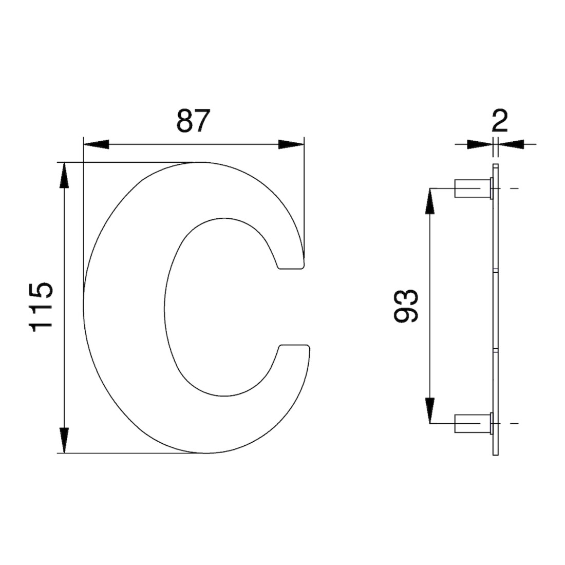 Hausnummer Lettre c VA ma 110mm L.87mm EDI