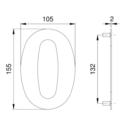 Hausnummer Ziffer 0 VA ma 150mm B.105mm EDI