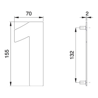 Hausnummer Ziffer 1 VA ma 150mm B.70mm EDI