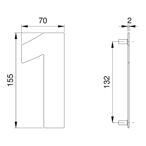 Hausnummer Ziffer 1 VA ma 150mm B.70mm EDI
