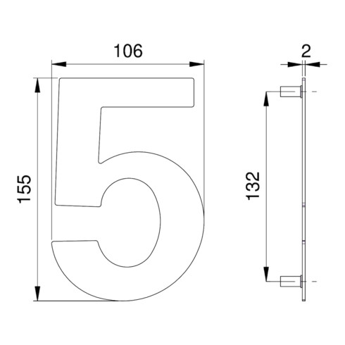 Hausnummer Ziffer 4 VA ma 150mm B.117mm EDI
