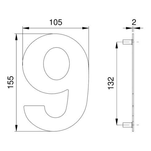 Hausnummer Ziffer 6/9 VA ma 150mm B.105mm EDI