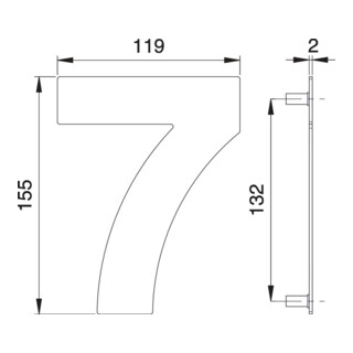 Hausnummer Ziffer 7 VA ma 150mm B.119mm EDI