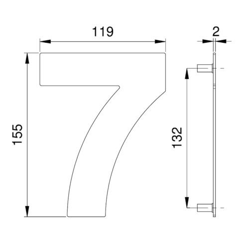 Hausnummer Ziffer 7 VA ma 150mm B.119mm EDI