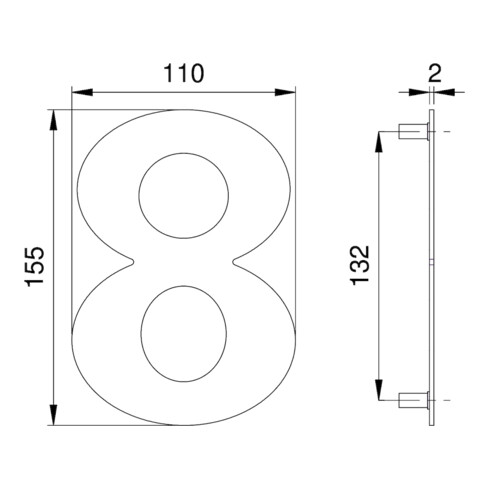 Hausnummer Ziffer 8 VA ma 150mm B.110mm EDI