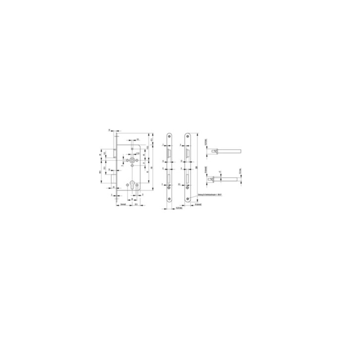Haustür-Einsteckschloss 0024 PZW 22/80/92/10mm DIN R silber ktg.BKS