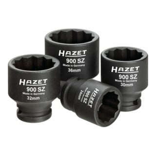 HAZET Aandrijf-, koppelings-, asassenset 900SZ/4 Vierkant hol 12,5 mm (1/2 inch) Buitenvertand dubbel zeskantig tractieprofiel 24 - 36 Aantal gereedschappen: 4