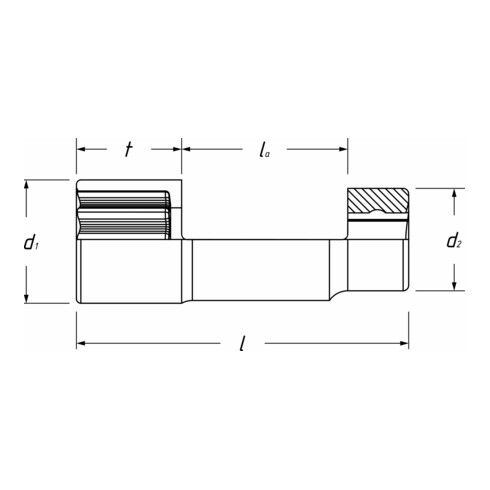 HAZET Abgassonden Einsatz 4680-7, 1/2 Zoll (12,5 mm) Doppel-Vierkant, Außen Sechskant Profil, SW 14 mm