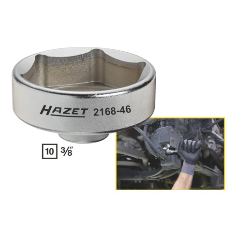 HAZET Ad-Blue®-filtersleutel 2168-46 ∙ Vierkant hol 10 mm (3/8 inch) ∙ Buiten-zeskant-profiel ∙ 59 mm