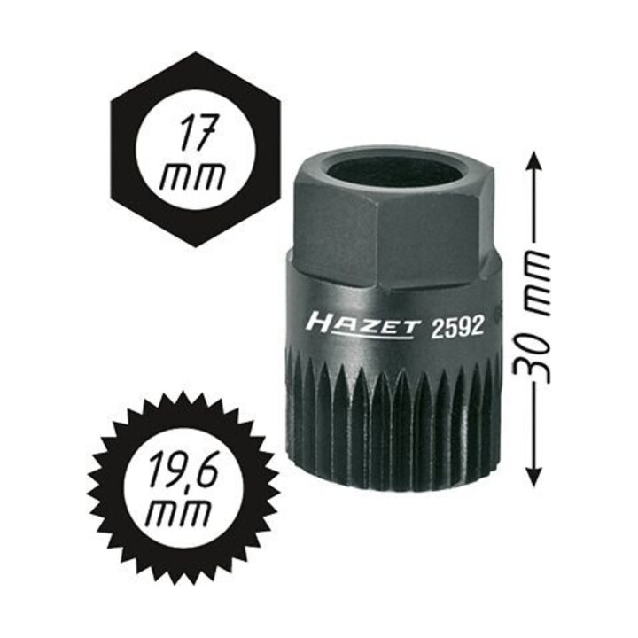 HAZET Adapter 2592 17 mm zeskant 19,6 mm sleutelwijdte