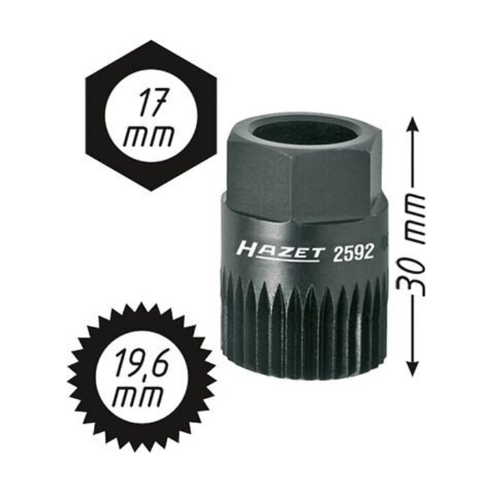 HAZET Adapter 2592 17mm Sechskant 19,6mm Schlüsselweite