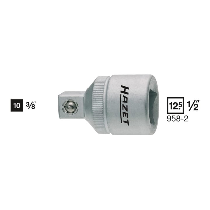 HAZET Adapter 958-2 Vierkant hohl 12,5 mm (1/2") Vierkant massiv 10 mm (3/8")