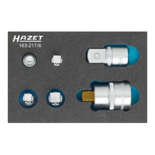 HAZET Adapter-Satz 163-217/6 Vierkant hohl 6,3 mm (1/4 Zoll), Vierkant hohl 10 mm (3/8 Zoll), Vierkant hohl 12,5 mm (1/2