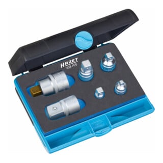 HAZET adapterset 958N/6 Vierkante holle 6,3 mm (1/4 inch), Vierkante holle 10 mm (3/8 inch), Vierkante holle 12,5 mm (1/2 inch), Vierkante holle 20 mm (3/4 inch) Vierkante massieve 6,3 mm (1/4 inch), Vierkante massieve 10