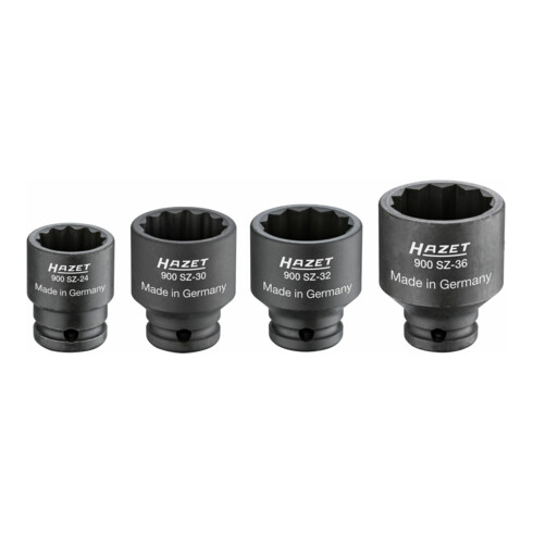 HAZET Antriebs-, Gelenk-, Achswellen-Satz 900SZ/4 Vierkant hohl 12,5 mm (1/2 Zoll) Außen-Doppel-Sechskant-Tractionsprofil 24 - 36 Anzahl Werkzeuge: 4