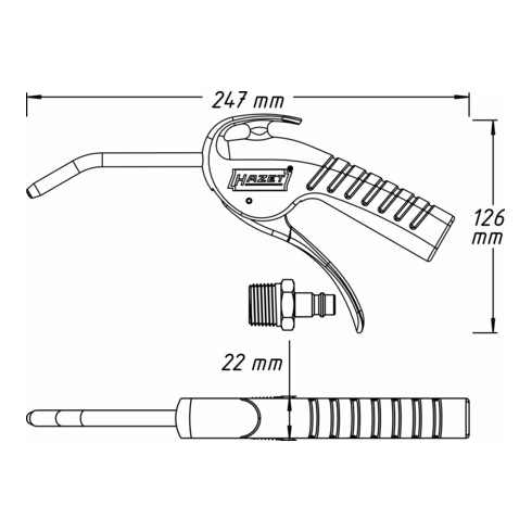 HAZET Ausblaspistole 100 mm 9040P-1