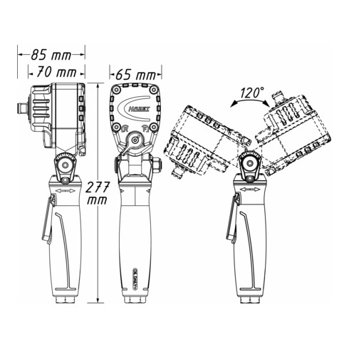 HAZET Avvitatore pneumatico angolare a massa battente Twin Turbo, modello: 9012ATT