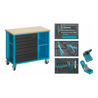 HAZET Banco da lavoro mobile con assortimento 177 W -7/169 cassetti piatti: 6x80x527x348mm cassetti alti: 1x165x527x348mm, 169pz.