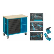 HAZET Banco da lavoro mobile con assortimento 177 W -7/169 cassetti piatti: 6x80x527x348mm cassetti alti: 1x165x527x348mm, 169pz.-1