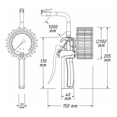 HAZET bandenspanningsmeter, gekalibreerd 9041G-1