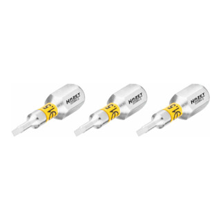 HAZET Bit 2208N-2/3 ∙ Zeskant massief 6,3 = (1/4 inch) ∙ Sleufprofiel ∙ 0.4 x 1.5 mm ∙ Aantal gereedschappen: 3