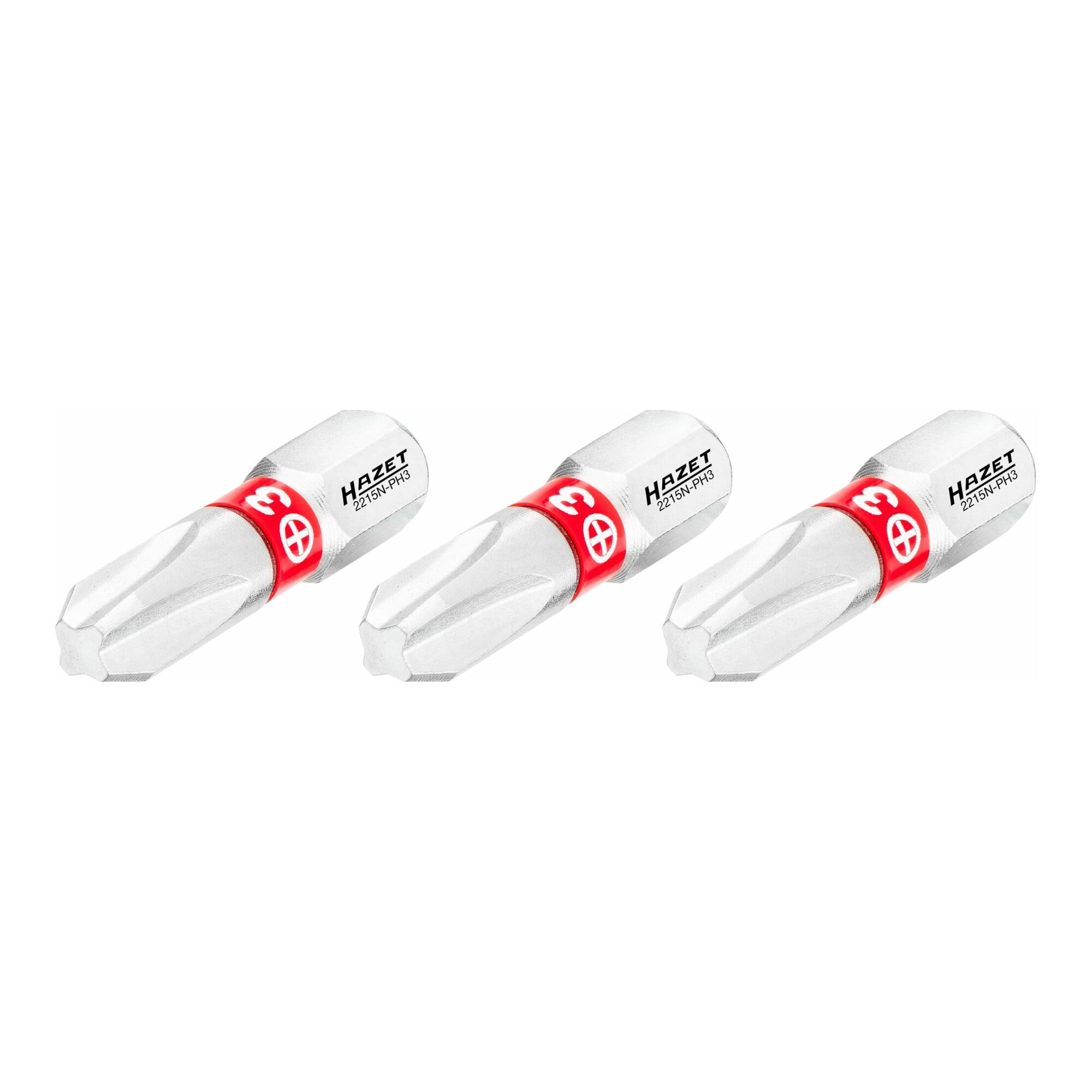 HAZET Bit 2215N-PH3/3, Sechskant massiv 6,3 (1/4 Zoll), Kreuzschlitz Profil PH, PH3, Anzahl Werkzeuge: 3