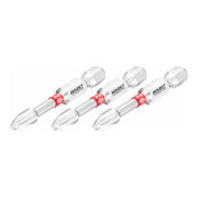 HAZET Bit 2215NSLG-PH2/3 ∙ Zeskant massief 6,3 = (1/4 inch) ∙ Kruiskop profiel PH ∙ PH2 ∙ Aantal gereedschappen: 3