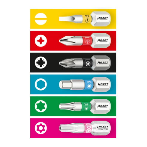 HAZET Bit 2216N-PZ1/3 ∙ Zeskant massief 6,3 = (1/4 inch) ∙ Pozidriv-profiel PZ ∙ PZ1 ∙ Aantal gereedschappen: 3