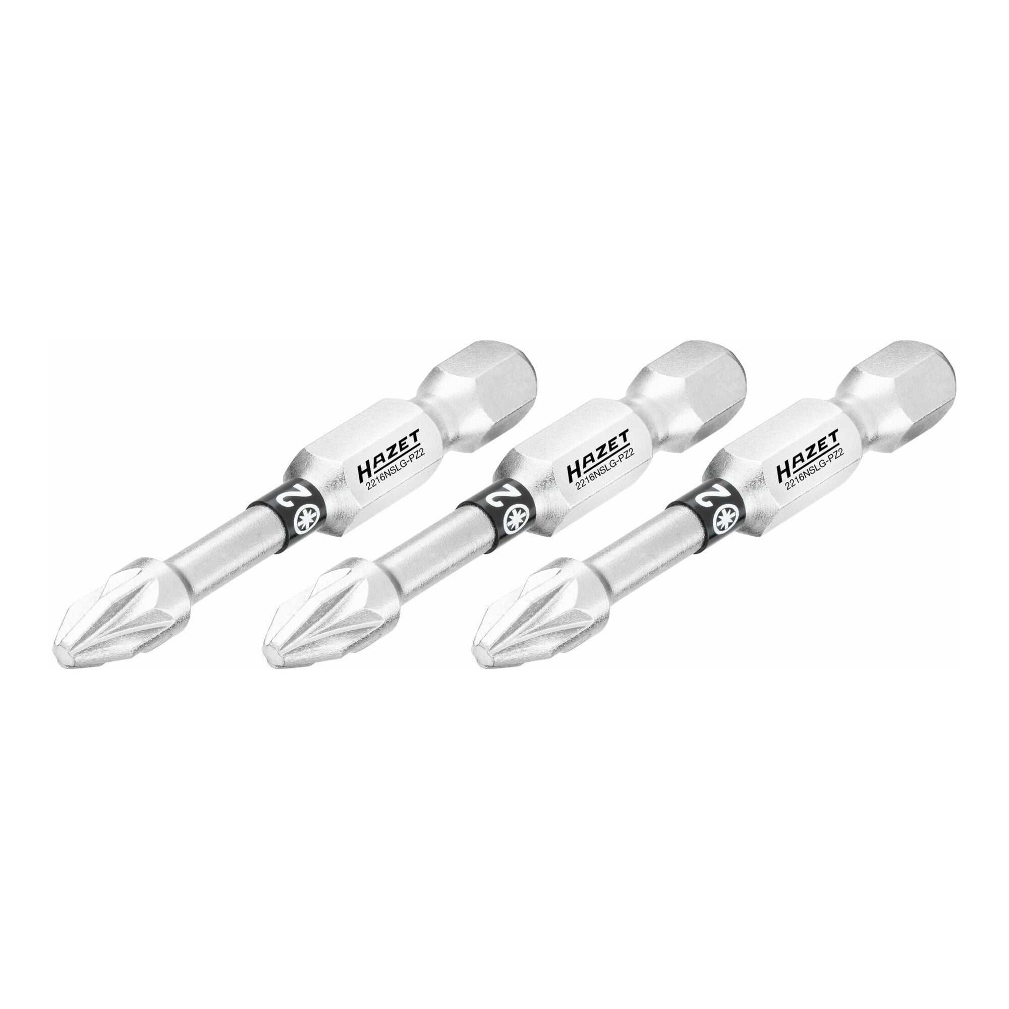 HAZET Bit 2216NSLG-PZ2/3, Sechskant massiv 6,3 (1/4 Zoll), Pozidriv Profil PZ, PZ2, Anzahl Werkzeuge: 3