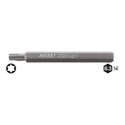 HAZET Bit 2223LG-T25, Attacco esagonale, massiccio, 6,3 (1/4"), Profilo interno TORX®, T25