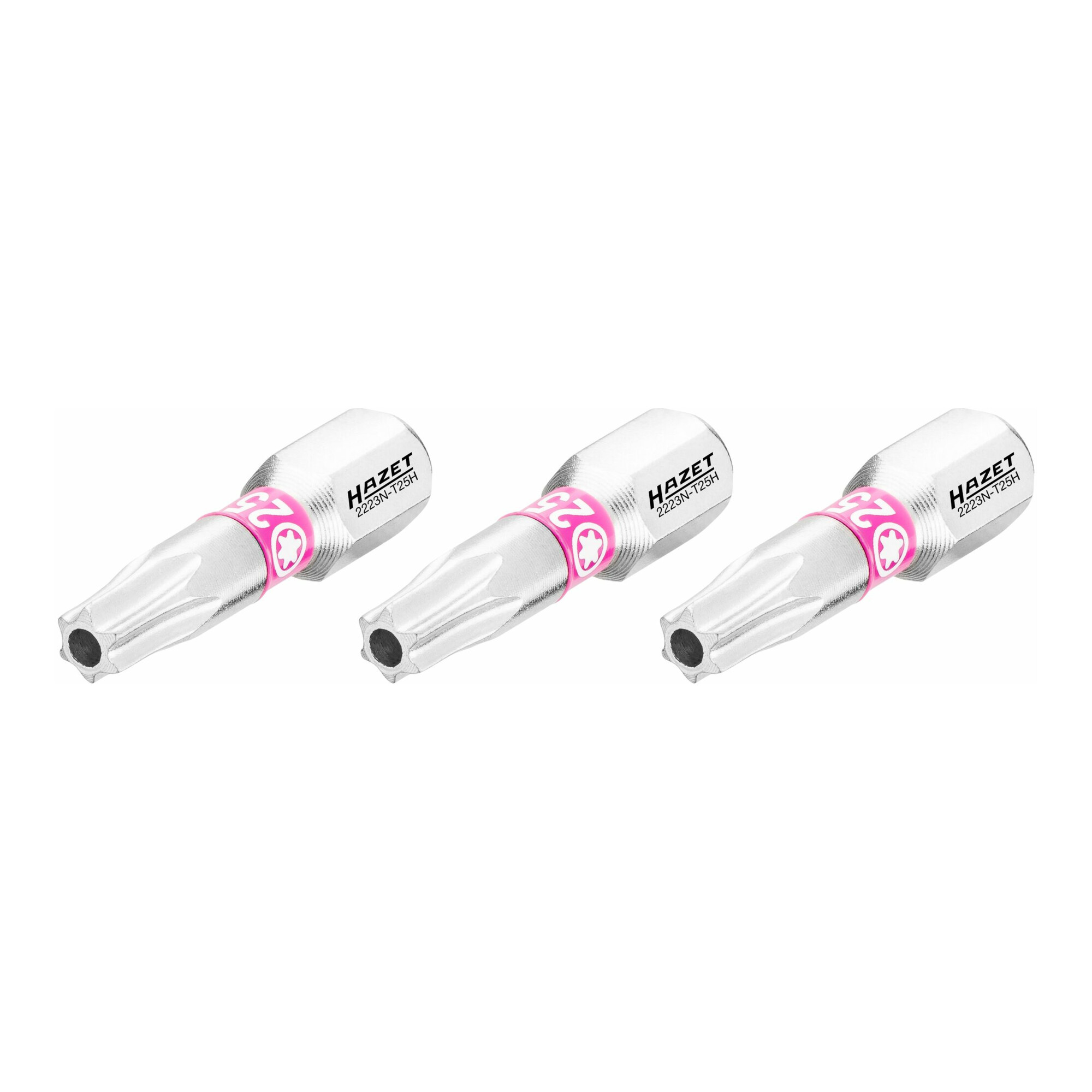 HAZET Bit 2223N-T25H/3, Sechskant massiv 6,3 (1/4 Zoll), Tamper Resistant TX Profil, T25H, Anzahl Werkzeuge: 3